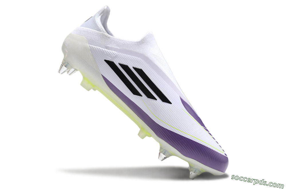 Messi x Adidas F50 Elite Laceless SG Low-Tops Football Boots - White/Black/Purple 4
