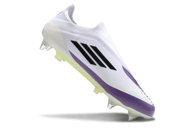 Messi x Adidas F50 Elite Laceless SG Low-Tops Football Boots - White/Black/Purple