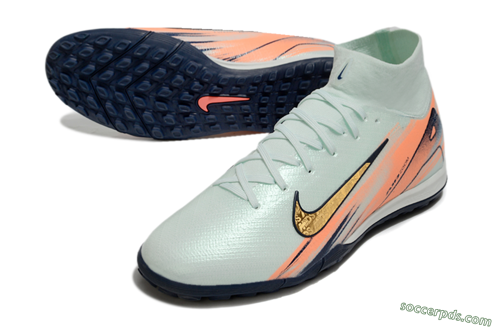 Nike Air Zoom Mercurial Superfly 10 Elite TF High-Tops Football Shoes - Jade/Gold/Red 3