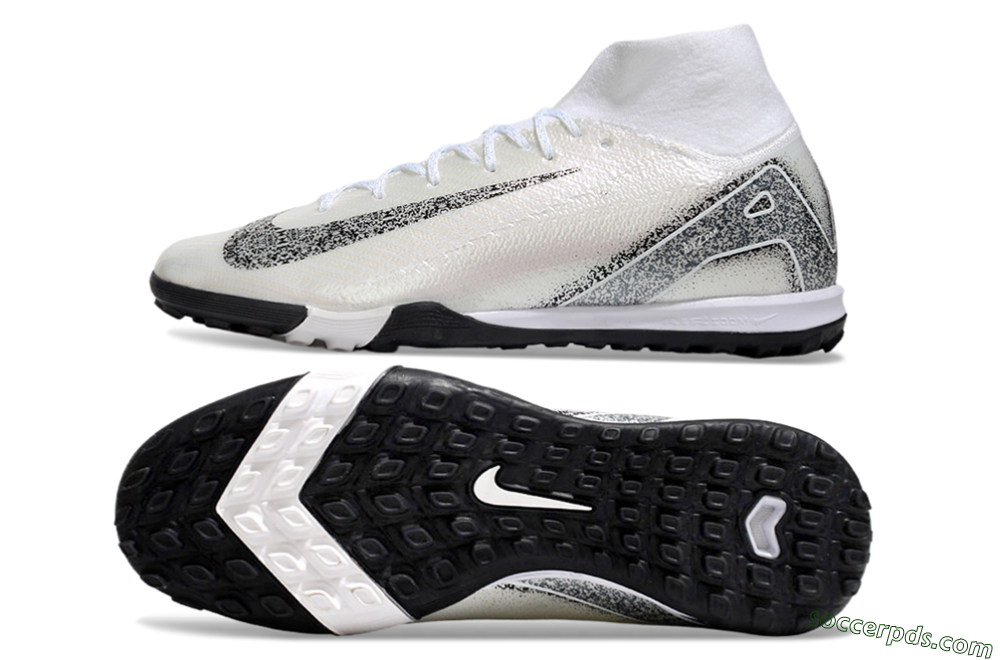 Nike Air Zoom Mercurial Superfly 10 Elite TF High-Tops Football Shoes - Beige/Black/White 0