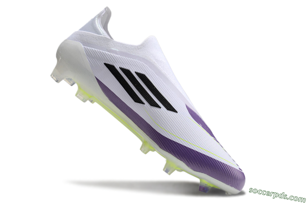 Messi x Adidas F50 Elite Laceless FG Low-Tops Football Boots - White/Black/Purple 4