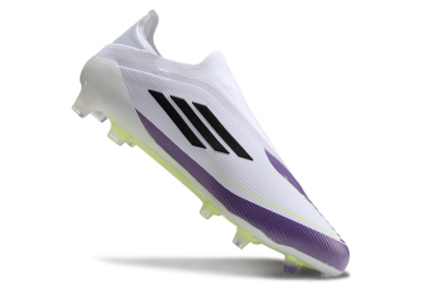 Messi x Adidas F50 Elite Laceless FG Low-Tops Football Boots - White/Black/Purple