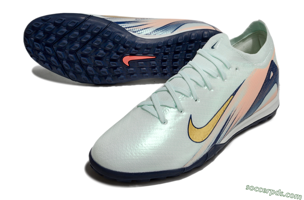 Nike Air Zoom Mercurial Vapor 16 Elite TF Low-Tops Football Shoes - Jade/Gold/Blue 3