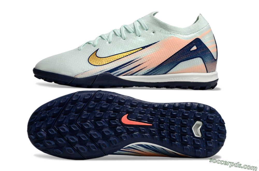 Nike Air Zoom Mercurial Vapor 16 Elite TF Low-Tops Football Shoes - Jade/Gold/Blue 0