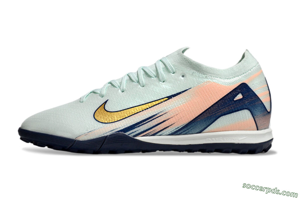 Nike Air Zoom Mercurial Vapor 16 Elite TF Low-Tops Football Shoes - Jade/Gold/Blue 2