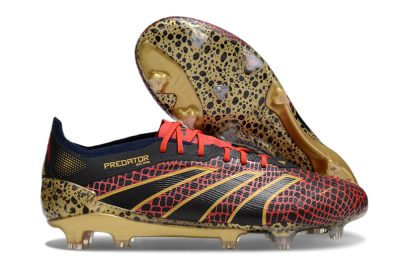 Adidas Predator Elite FG Low-Tops Football Boots - Black/Red/Gold