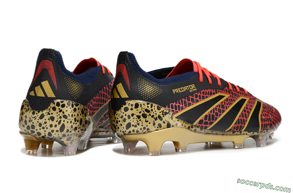 Adidas Predator Elite FG Low-Tops Football Boots - Black/Red/Gold 6