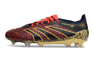 Adidas Predator Elite FG Low-Tops Football Boots - Black/Red/Gold