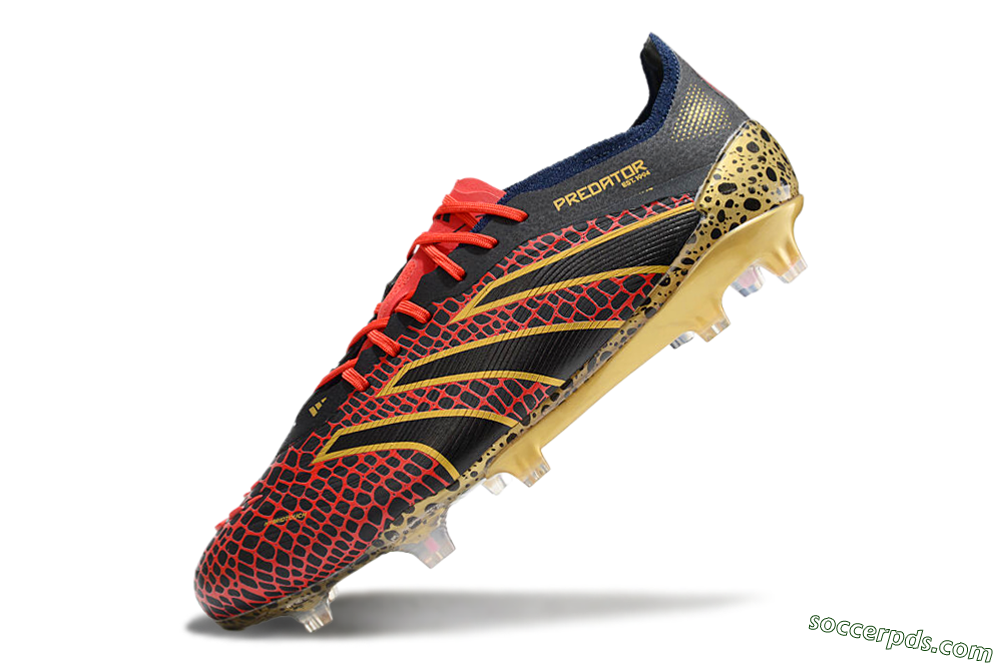 Adidas Predator Elite FG Low-Tops Football Boots - Black/Red/Gold 5