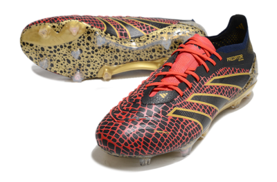 Adidas Predator Elite FG Low-Tops Football Boots - Black/Red/Gold