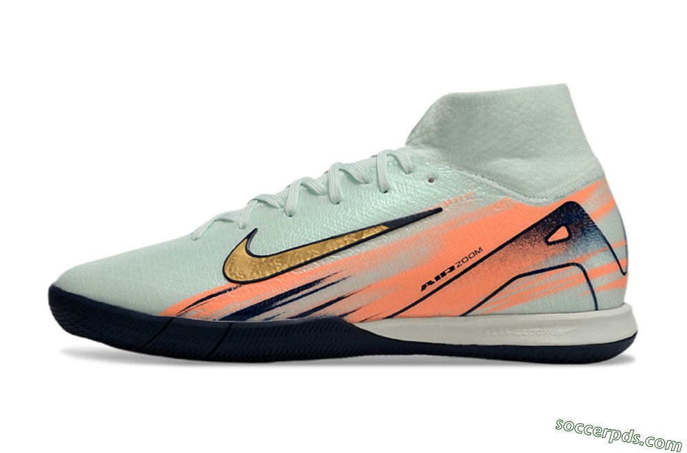 Nike Air Zoom Mercurial Superfly 10 Elite IC High-Tops Football Shoes - Jade/Gold/Red 2