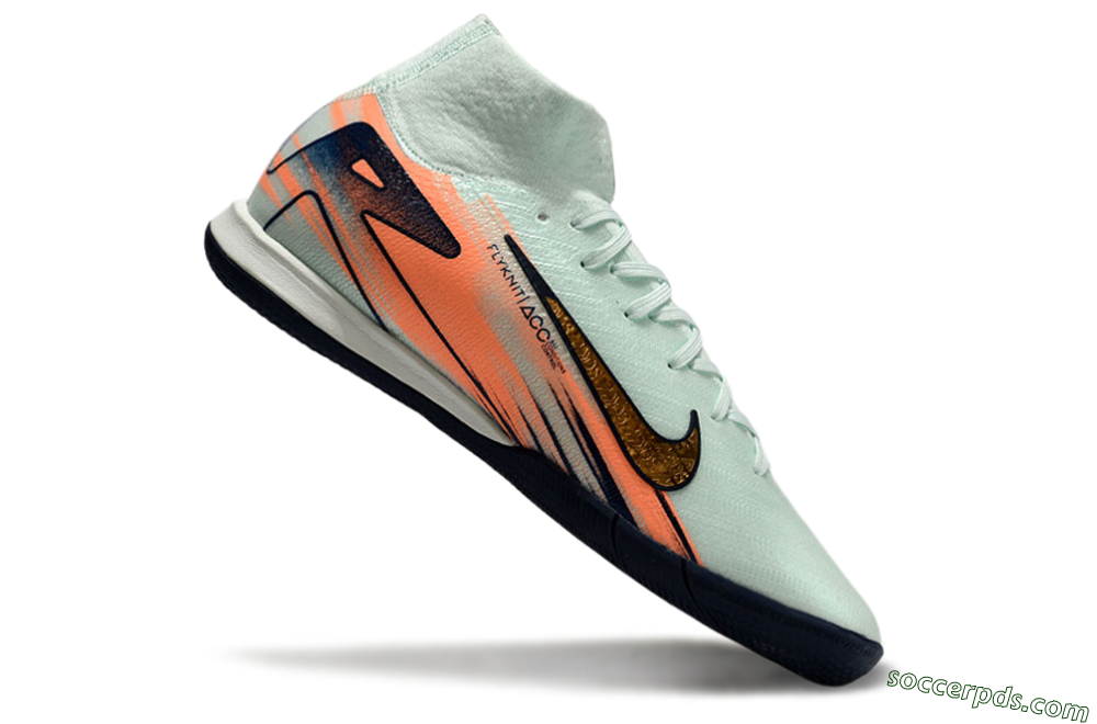 Nike Air Zoom Mercurial Superfly 10 Elite IC High-Tops Football Shoes - Jade/Gold/Red 4