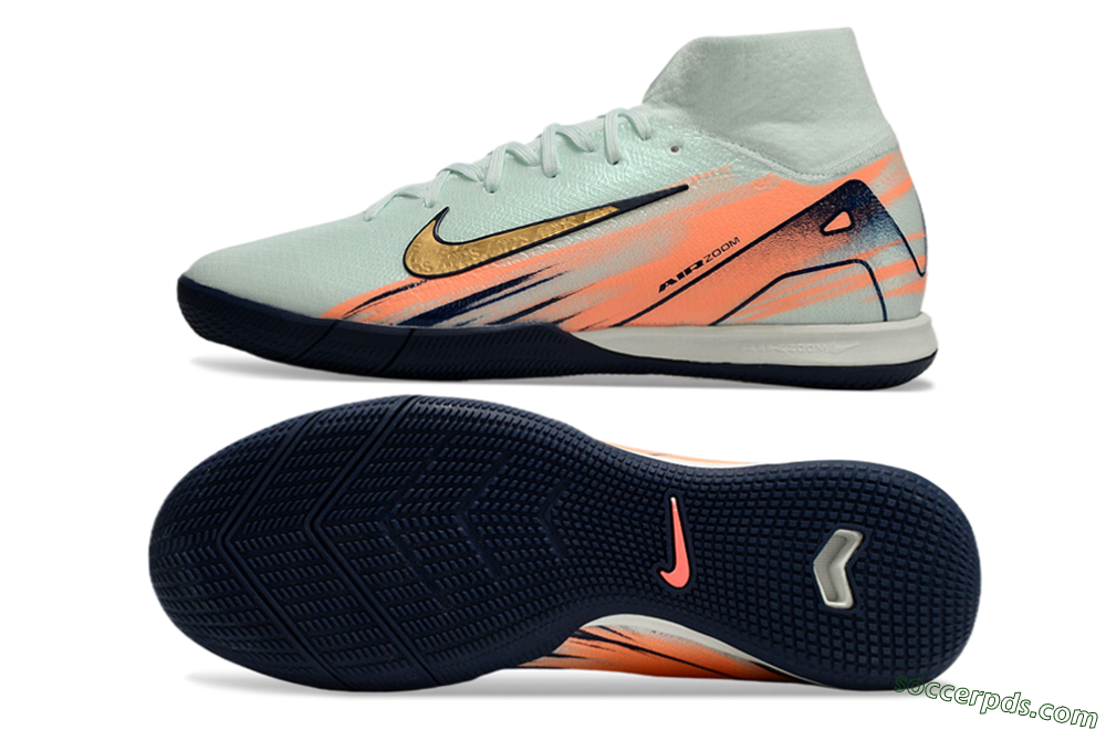 Nike Air Zoom Mercurial Superfly 10 Elite IC High-Tops Football Shoes - Jade/Gold/Red 0