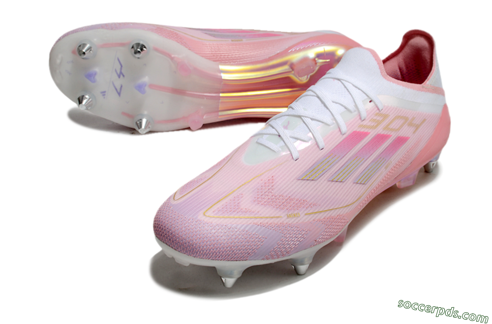 Adidas F50 304 Elite SG Low-Tops Football Boots - Pink/White/Gold 3