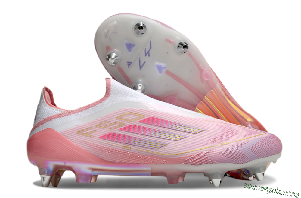 Adidas F50 304 Elite Laceless SG Low-Tops Football Boots - Pink/White/Gold 1