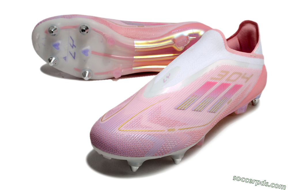 Adidas F50 304 Elite Laceless SG Low-Tops Football Boots - Pink/White/Gold 3