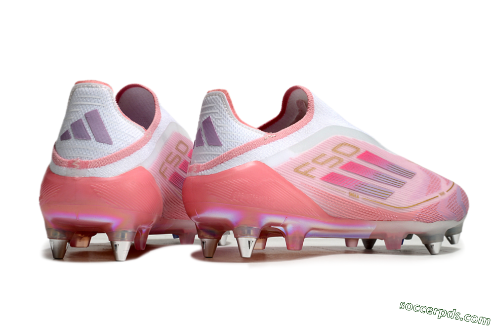 Adidas F50 304 Elite Laceless SG Low-Tops Football Boots - Pink/White/Gold 6