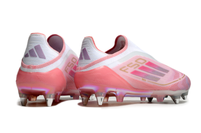 Adidas F50 304 Elite Laceless SG Low-Tops Football Boots - Pink/White/Gold