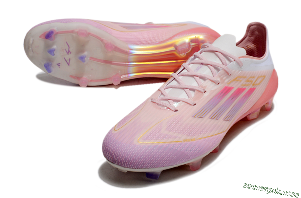 Adidas F50 Elite FG Low-Tops Football Boots - Pink/White/Gold 3