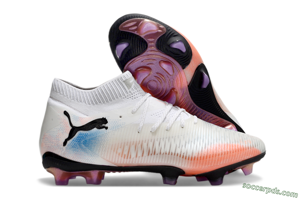 Puma Future 8 Ultimate FG Low-Tops Football Boots - White/Pink/Blue 1