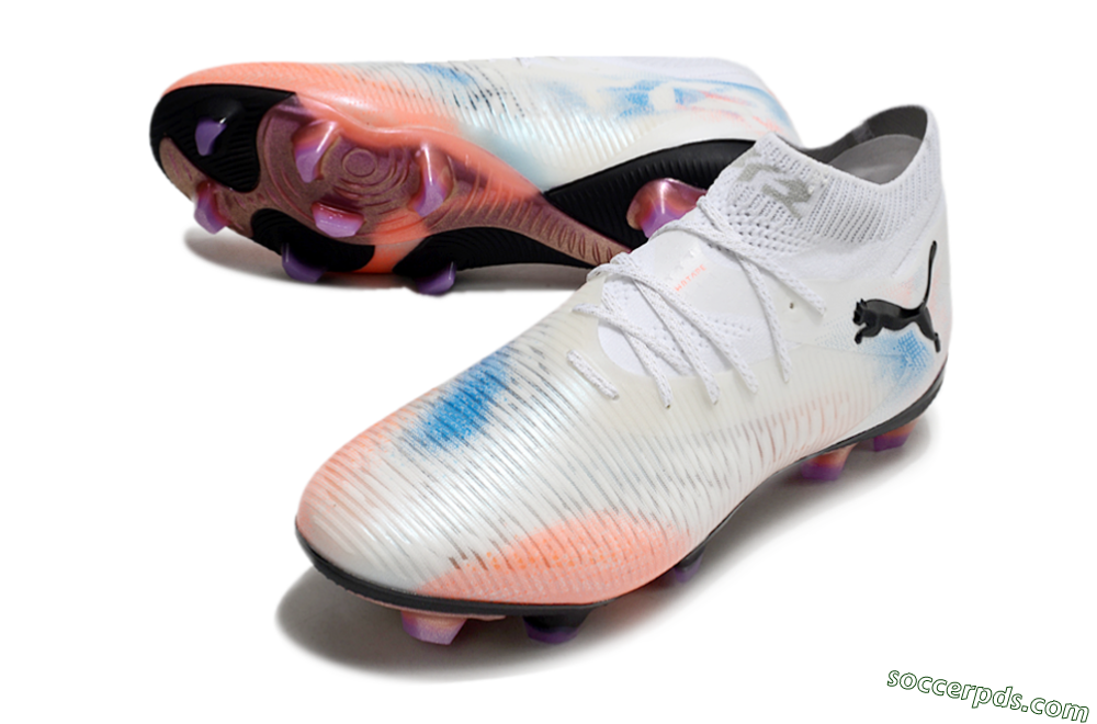 Puma Future 8 Ultimate FG Low-Tops Football Boots - White/Pink/Blue 3