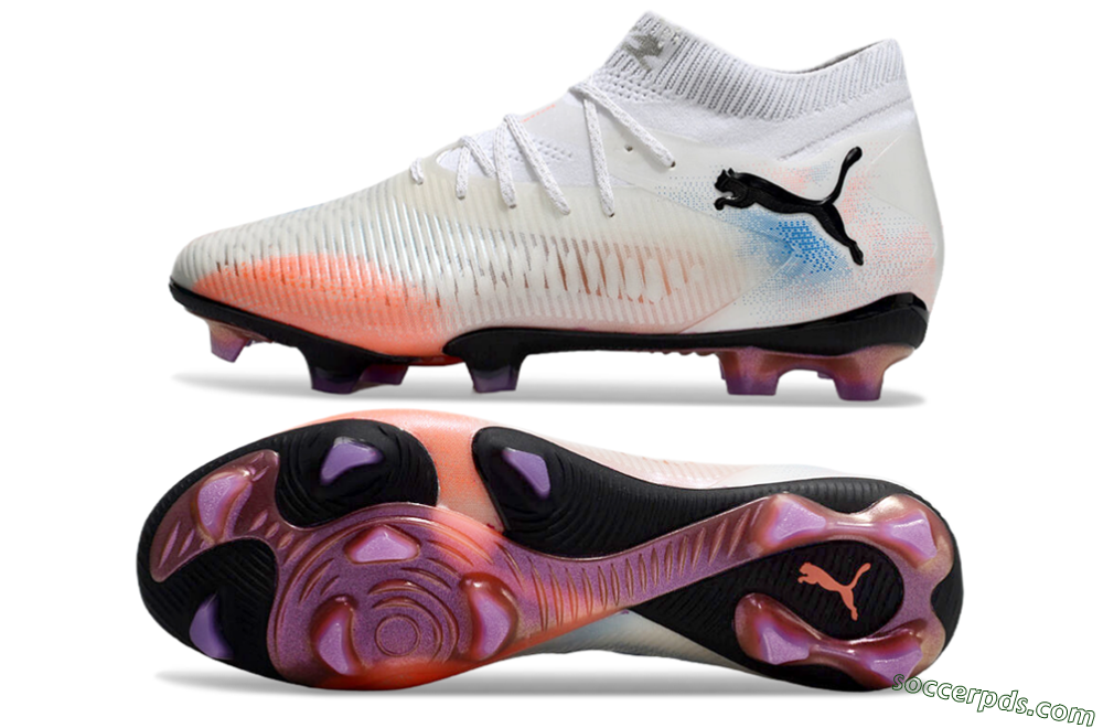 Puma Future 8 Ultimate FG Low-Tops Football Boots - White/Pink/Blue 0