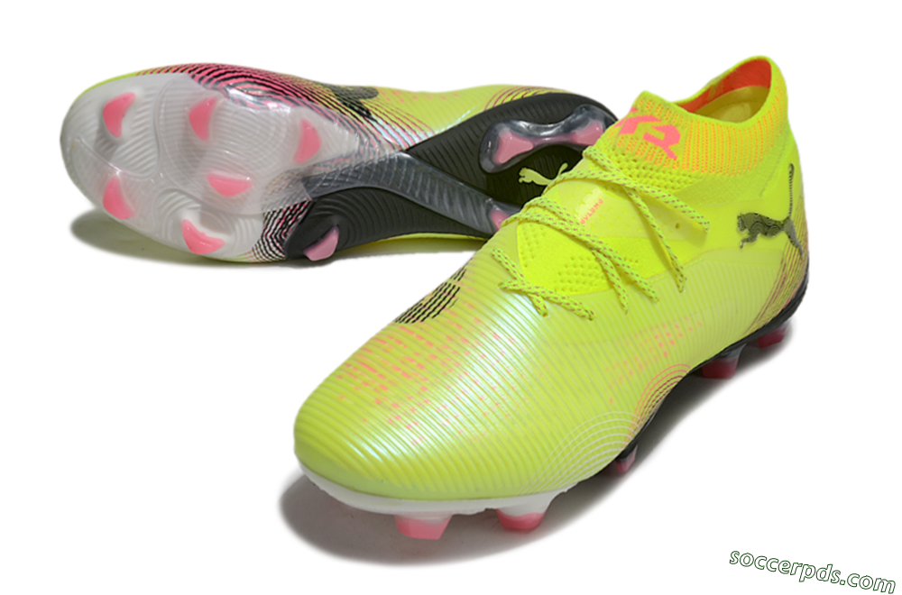 Puma Future 8 Ultimate FG Low-Tops Football Boots - Yellow/Black/Pink 3
