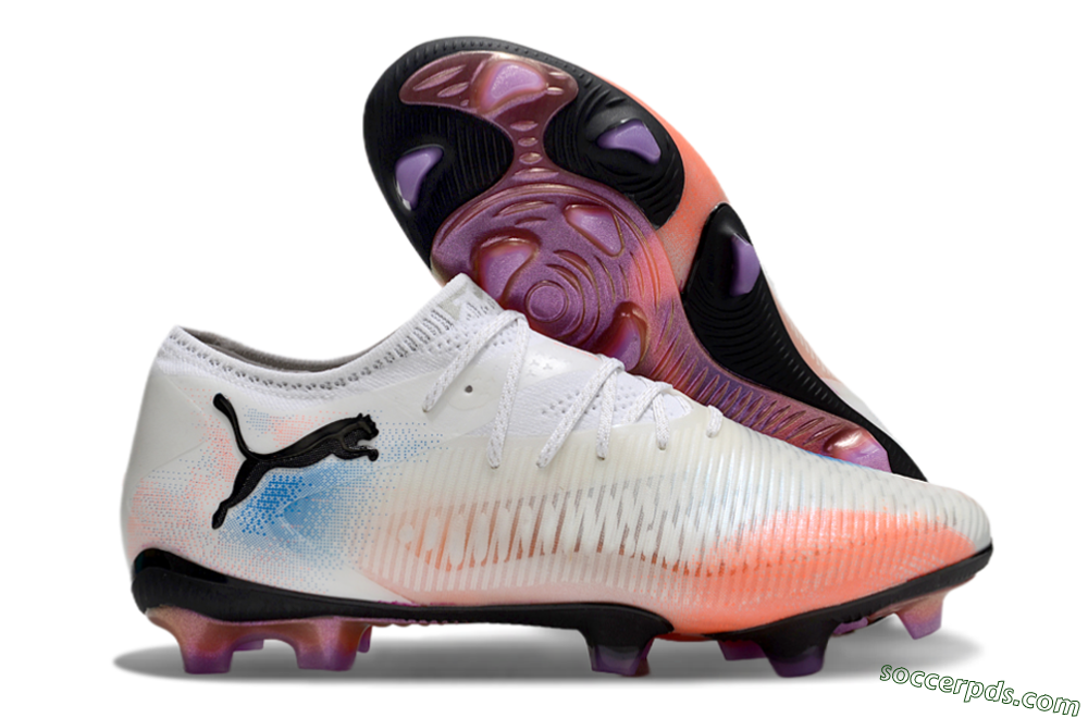 Puma Future 8 Ultimate FG Low-Tops Football Boots - White/Pink/Blue 1