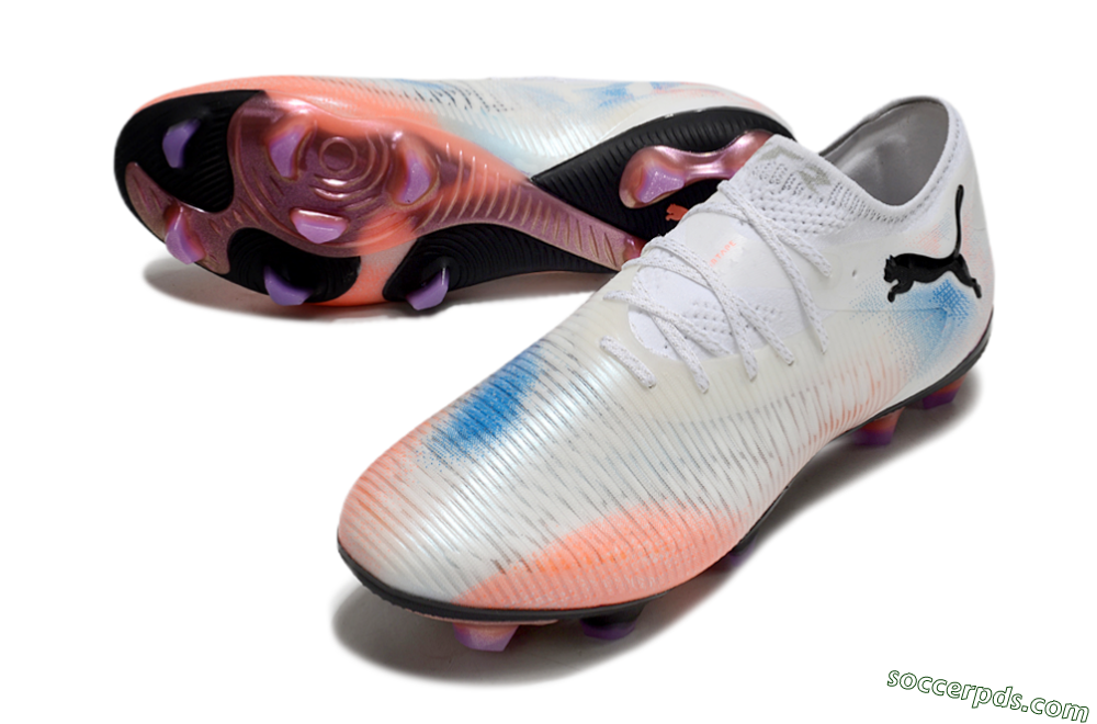 Puma Future 8 Ultimate FG Low-Tops Football Boots - White/Pink/Blue 3