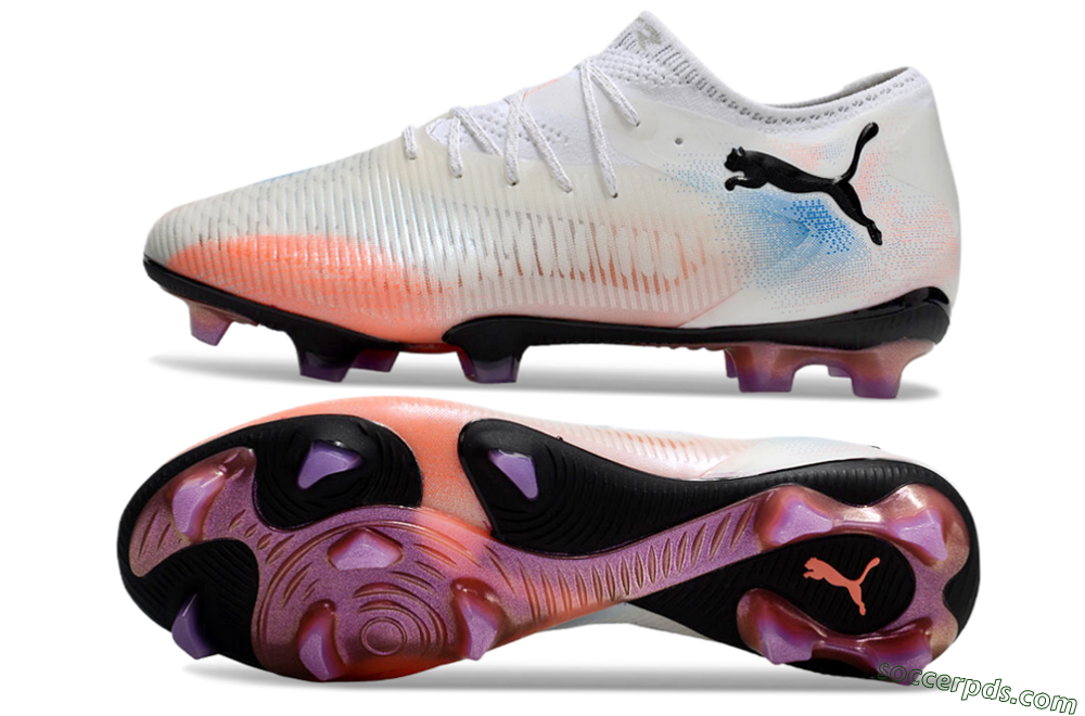 Puma Future 8 Ultimate FG Low-Tops Football Boots - White/Pink/Blue 0