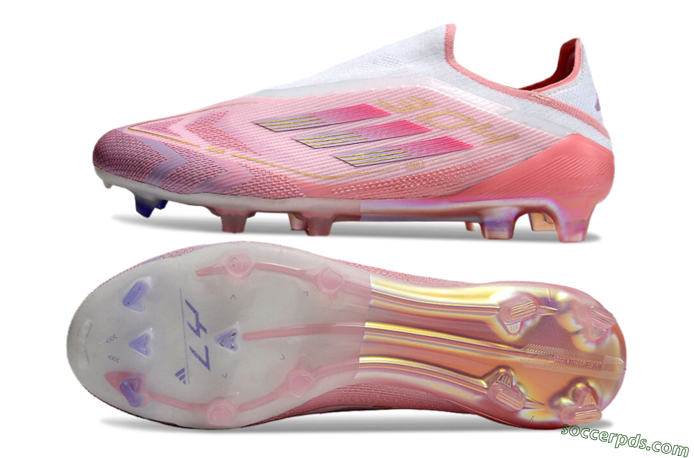 Adidas F50 Elite Laceless FG Low-Tops Football Boots - White/Pink/Gold 6