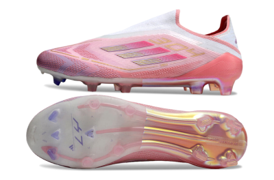 Adidas F50 Elite Laceless FG Low-Tops Football Boots - White/Pink/Gold