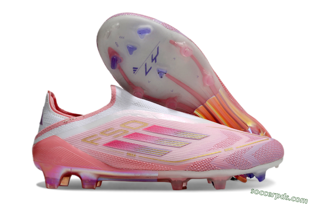 Adidas F50 Elite Laceless FG Low-Tops Football Boots - White/Pink/Gold 0