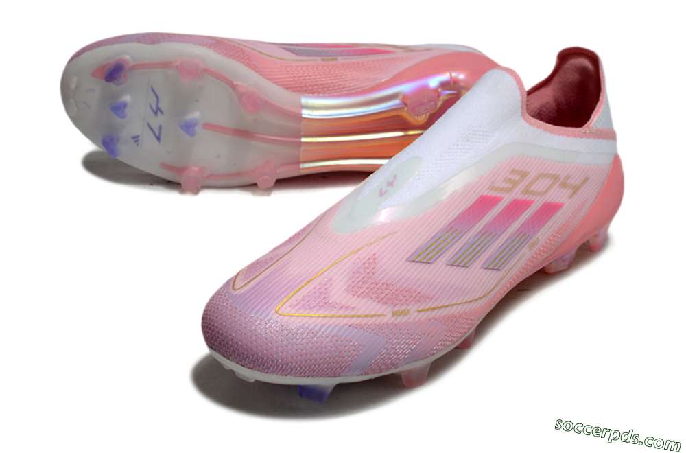 Adidas F50 Elite Laceless FG Low-Tops Football Boots - White/Pink/Gold 2