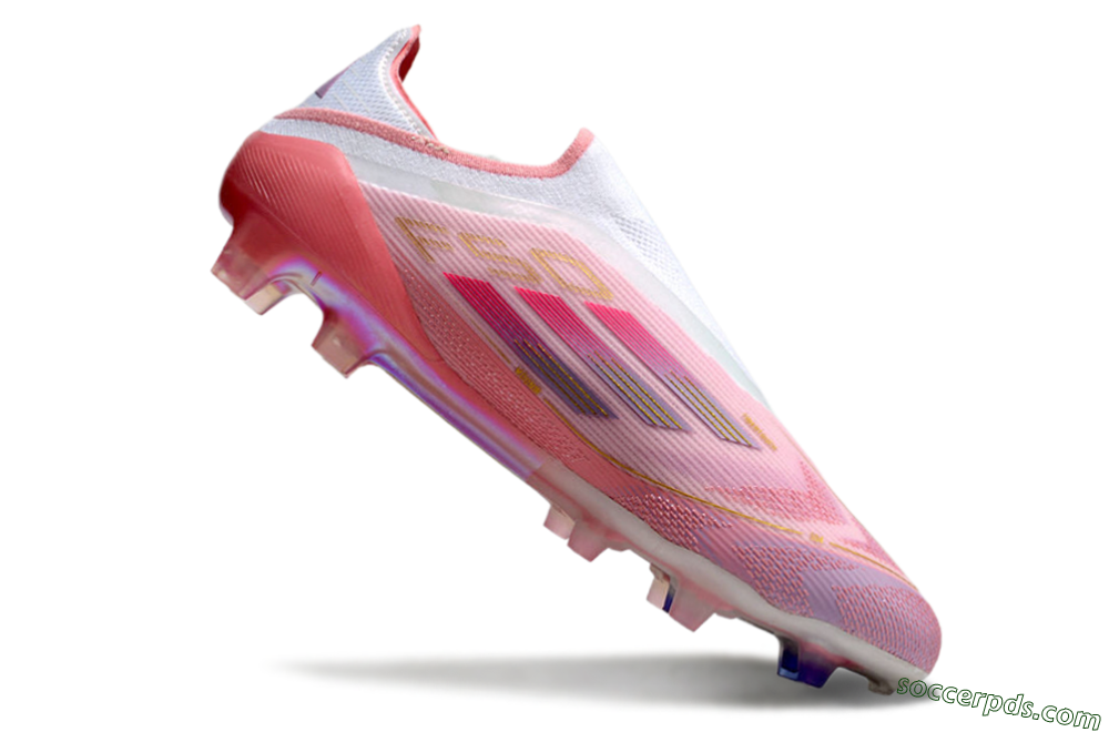 Adidas F50 Elite Laceless FG Low-Tops Football Boots - White/Pink/Gold 3