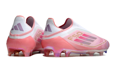 Adidas F50 Elite Laceless FG Low-Tops Football Boots - White/Pink/Gold