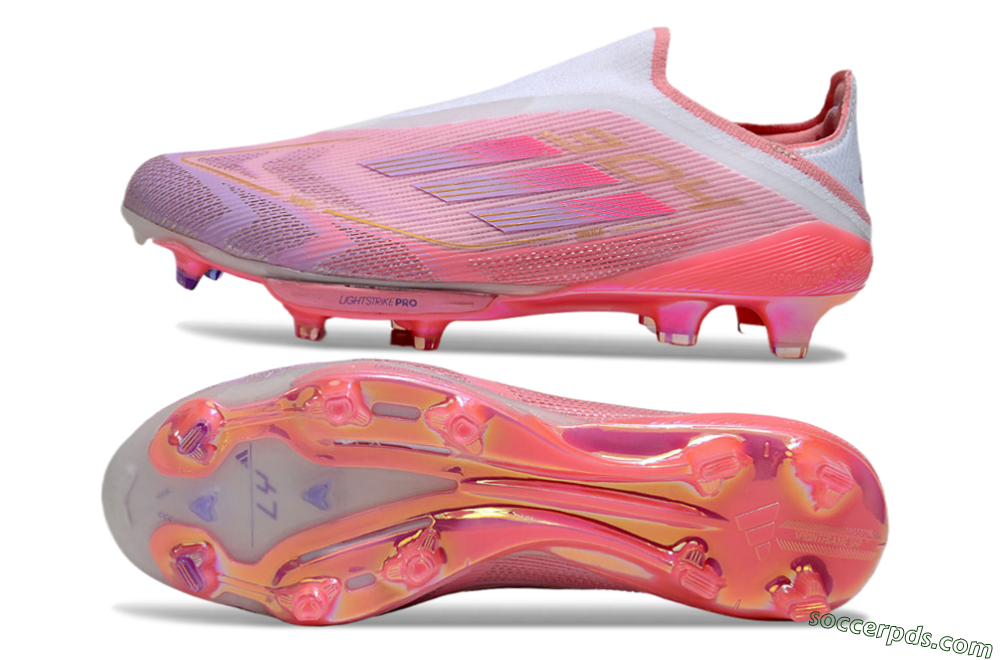 Adidas F50+ Lightstrike Elite Laceless 304 FG Low-Tops Football Boots - Pink/Purple/Gold 0