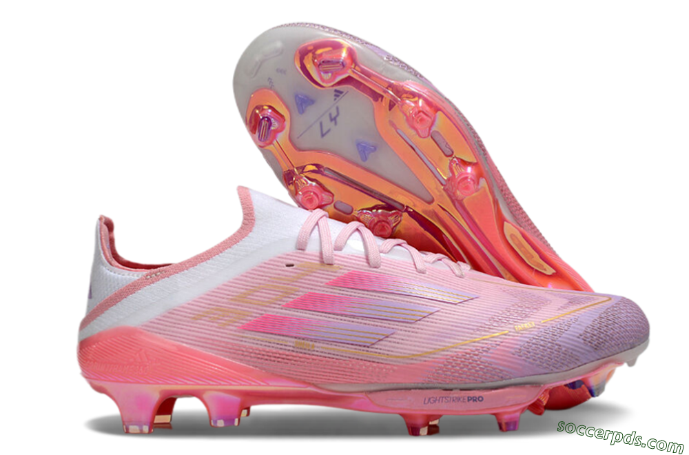 Adidas F50+ Lightstrike 304+ Elite FG Low-Tops Football Boots - Pink/Gold/White 1