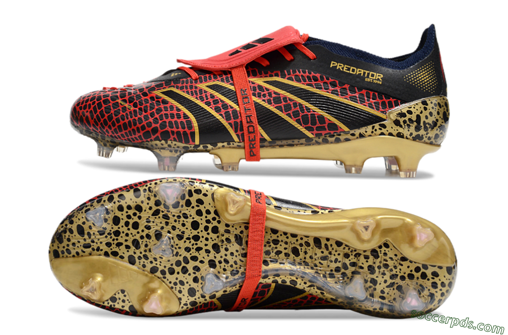 Adidas Predator Elite Foldover Tongue FG Low-Tops Football Boots - Red/Black/Gold 0