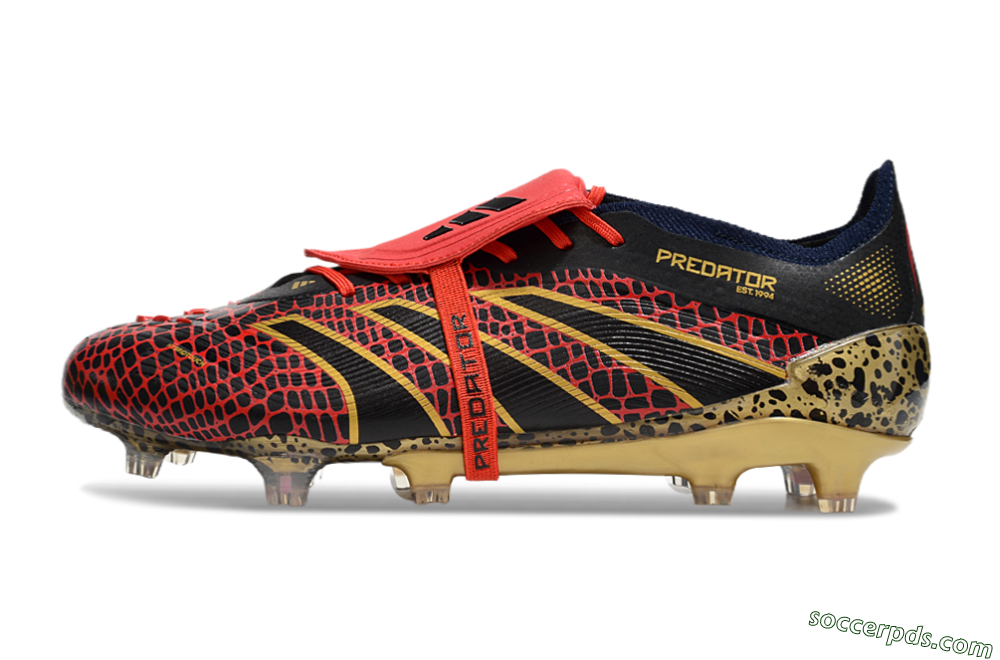 Adidas Predator Elite Foldover Tongue FG Low-Tops Football Boots - Red/Black/Gold 2
