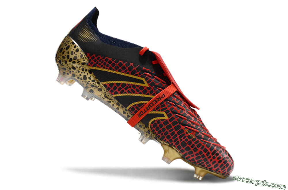 Adidas Predator Elite Foldover Tongue FG Low-Tops Football Boots - Red/Black/Gold 4