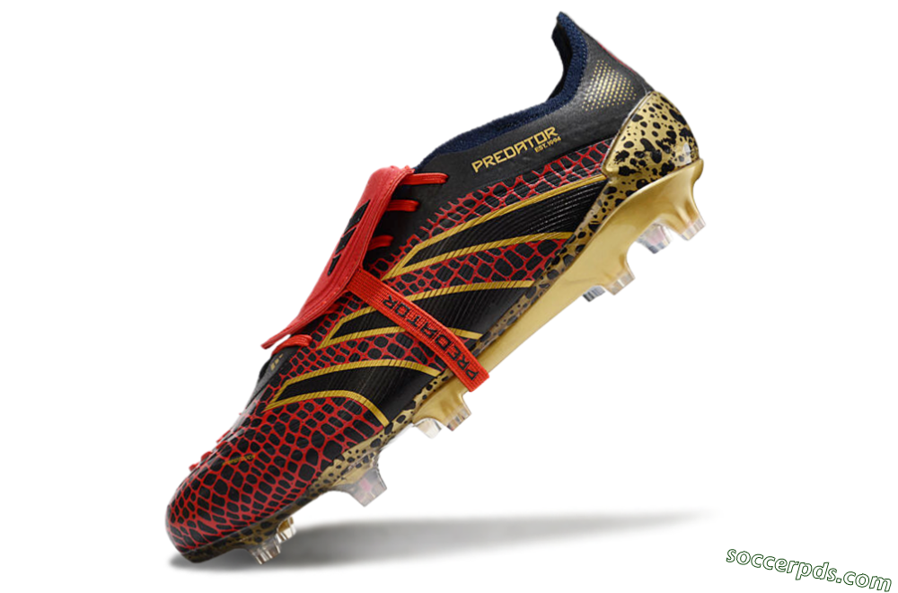 Adidas Predator Elite Foldover Tongue FG Low-Tops Football Boots - Red/Black/Gold 5