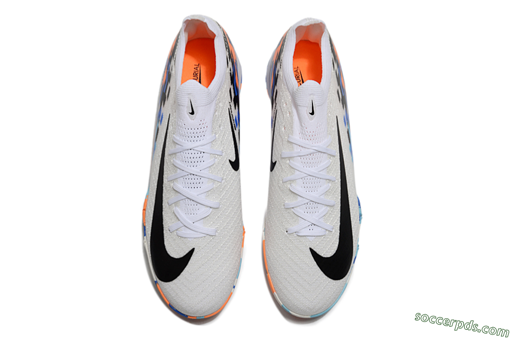 Nike Air Zoom Mercurial Vapor 16 Elite TF Low-Tops Football Shoes - White/Blue/Orange 4