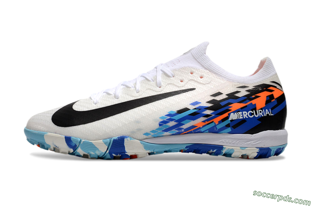 Nike Air Zoom Mercurial Vapor 16 Elite TF Low-Tops Football Shoes - White/Blue/Orange 2