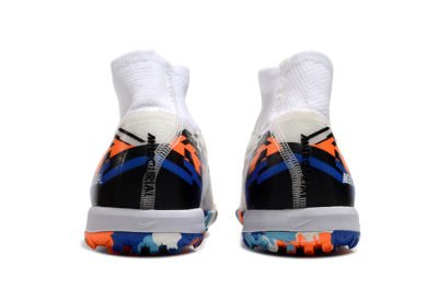 Nike Air Zoom Mercurial Superfly 10 Elite TF High-Tops Football Shoes - White/Blue/Orange