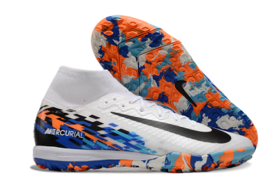 Nike Air Zoom Mercurial Superfly 10 Elite TF High-Tops Football Shoes - White/Blue/Orange
