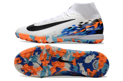 Nike Air Zoom Mercurial Superfly 10 Elite TF High-Tops Football Shoes - White/Blue/Orange