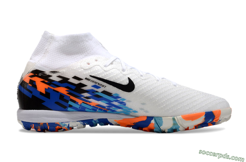 Nike Air Zoom Mercurial Superfly 10 Elite TF High-Tops Football Shoes - White/Blue/Orange 7