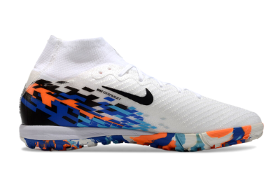 Nike Air Zoom Mercurial Superfly 10 Elite TF High-Tops Football Shoes - White/Blue/Orange