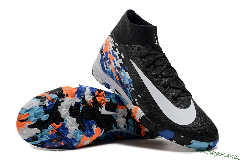 Nike Air Zoom Mercurial Superfly 10 Elite TF High-Tops Football Shoes - Black/Blue/Orange 3